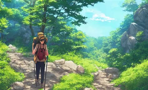 hiking the Appalachian trail, anime scenery by Makoto | Stable Diffusion