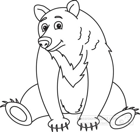 Animal Outline Clipart-bear black white outline cliprt