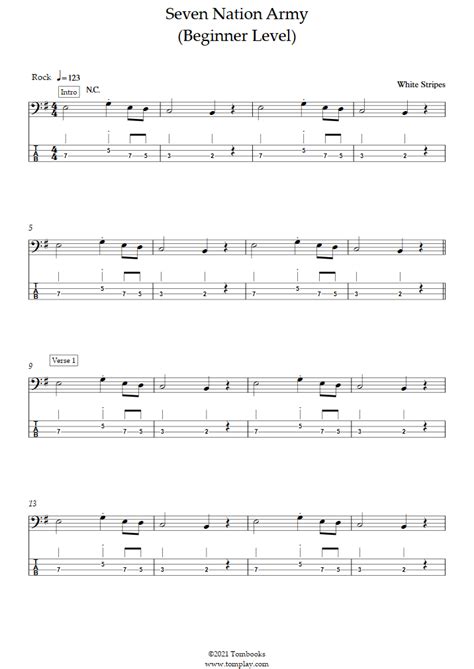Seven Nation Army (niveau débutant) (The White Stripes) - Tablature Basse