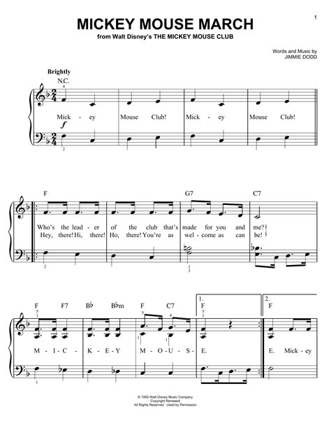 Mickey Mouse March Sheet Music | Sheet music, Sheet music direct, Piano ...