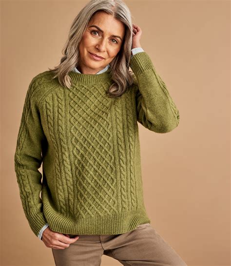 Sweet Pea Green | Womens Merino Modern Cable Jumper | WoolOvers UK