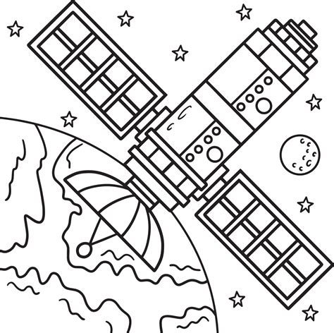 Space Satellite Coloring Page for Kids 10993604 Vector Art at Vecteezy