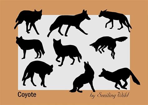 Coyote Svg Silhouette Clipart Woodland Animal Cutout Printable | Etsy