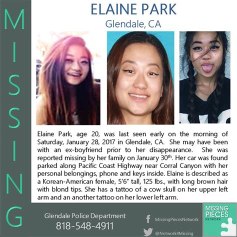 Missing: 20-year-old Elaine Park, last seen January 28