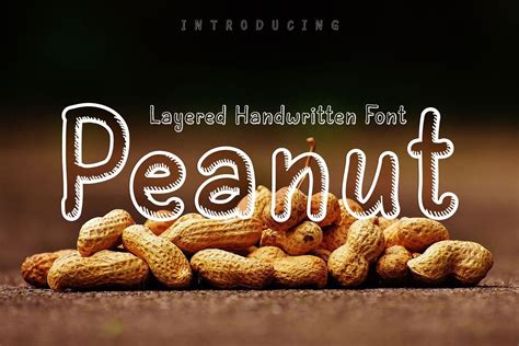 Peanut | Layered Handwritten Font in 2020 | Peanut, Food themes, Outline fonts