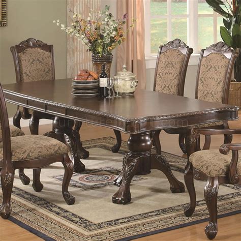 Brown Cherry Finish Traditional Dining Table w/Extension Leaf