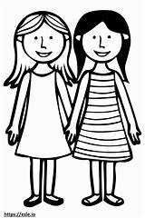 Two Girls coloring Page sketch template