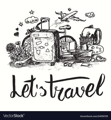 Travel vintage sketch Royalty Free Vector Image