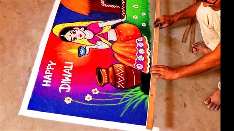 Traditional poster rangoli with beautiful village lady . Poster rangoli ...