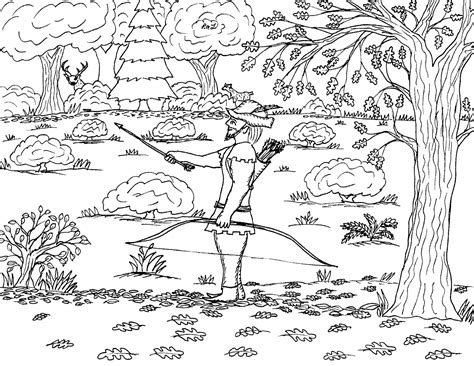 Robin's Great Coloring Pages: Robin Hood out Hunting coloring page