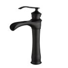 Black Bathroom Sink Faucet Waterfall Deck Mounted Single Handle Brass ...