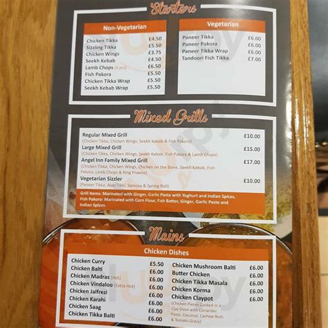 The Angel Inn Bar & Grill menù, Wolverhampton - Main Menu | Sluurpy