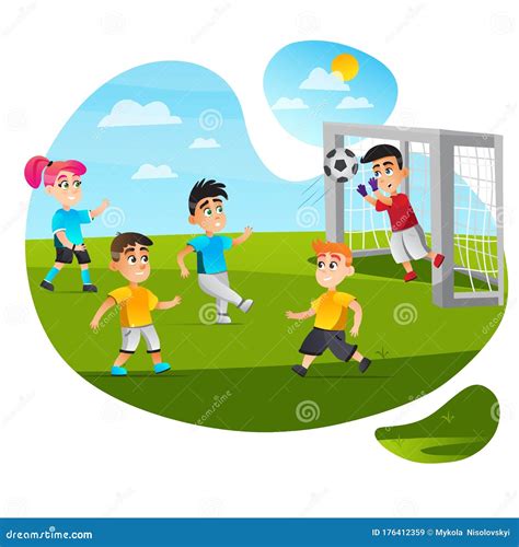 Boy Goalkeeper Save Goal Catch Ball Football Game Stock Vector - Illustration of kick, match ...