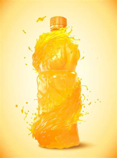 Orange juice in bottle shape in 3d illustration 23059873 Vector Art at ...