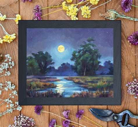 Night River Painting ORIGINAL Nocturne Landscape River - Etsy