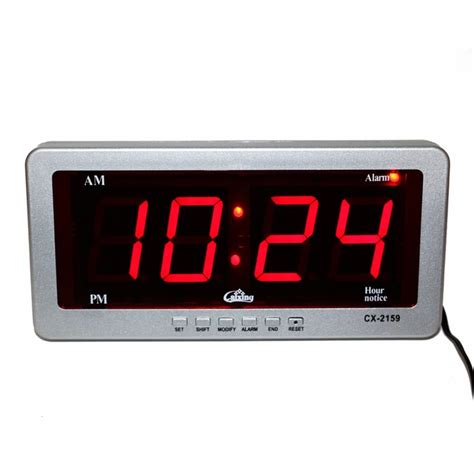 Digital LED Alarm Clock Large Number Desk Clocks Electronic AC Powered Led Wall Clock Red ...