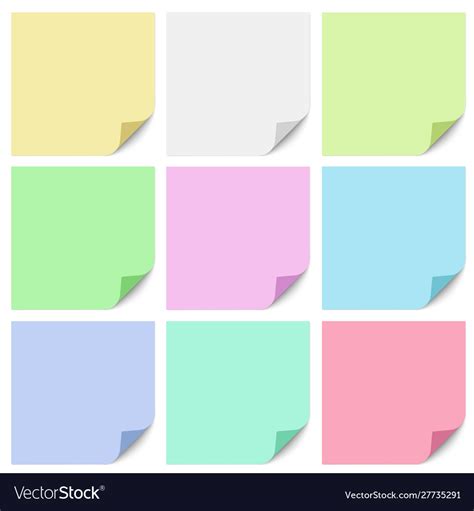 A set different color square sticky notes Vector Image