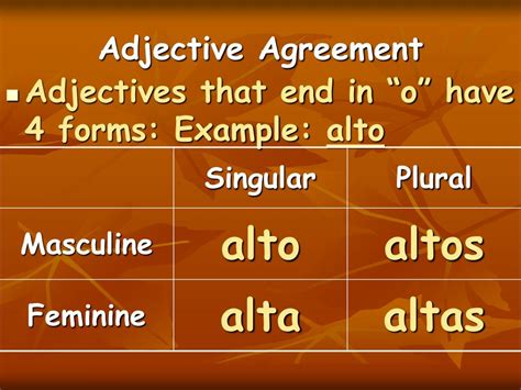 PPT - Review of: adjective agreement, ser, nouns & articles PowerPoint Presentation - ID:5166468