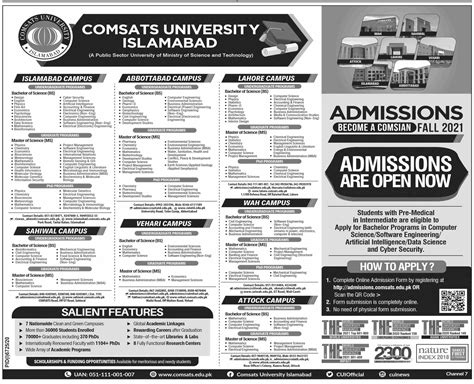 COMSATS University Wah addmissions 2025