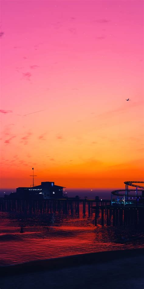 Download 1080x2160 wallpaper ferris wheel, sunset, gta 5, nature, video ...