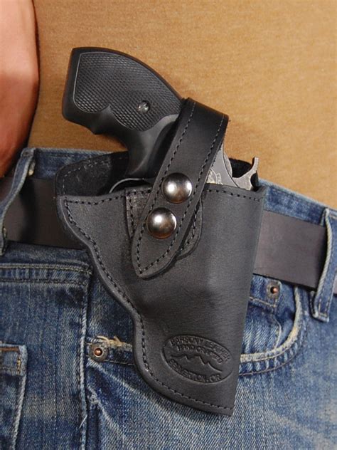 New Black Leather OWB Holster for Snub Nose 2" Revolvers - Barsony Holsters