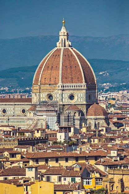 Premium Photo | Florence duomo aerial view from michelangelo square in ...