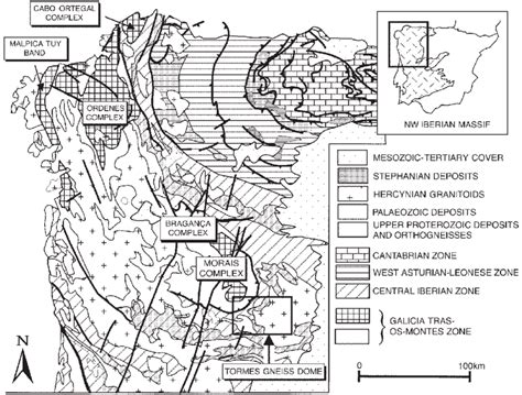 Location of the studied area in a schematic geological map of the NW ...