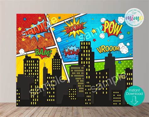 DIGITAL City Skyline Buildings Printable Backdrop Comic - Etsy in 2022 ...