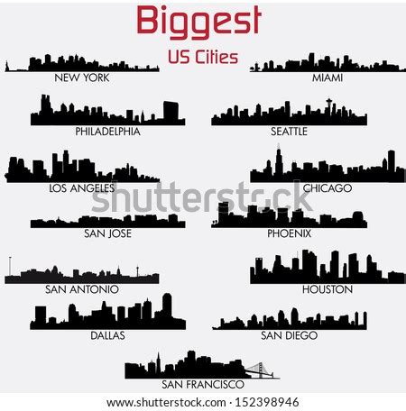 Usa Cities Skylines Set Stock Vector 159130580 - Shutterstock