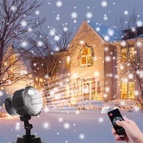 Christmas Projector Light Outdoor, LED Snowfall Landscape Projector Light with Wireless Remote ...