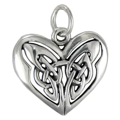 Sterling Silver Celtic Love Knot Heart Pendant Charm Irish Knotwork ...