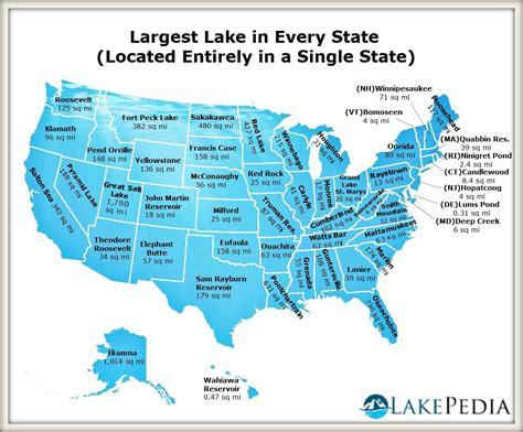 Largest lake in every US state | Map, Lake, Map geo