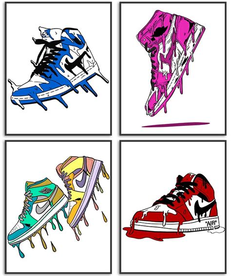 Buy Sneaker Hypebeast Room Decor Shoes Prints Set of 4 Unframed (8''x10 ...