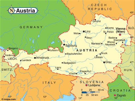 Austria Major Cities Map