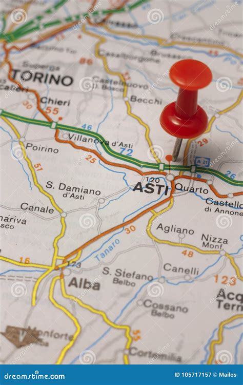 Asti Pinned on a Map of Italy Stock Image - Image of cartography ...