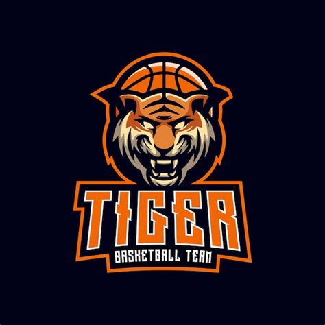 Premium Vector | Vector tiger basketball team mascot classic logo template