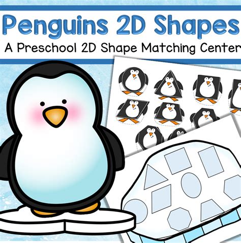 Penguins 2D Shapes Center for Preschool - Match 9 Shapes on an Iceberg | Preschool, Shapes ...