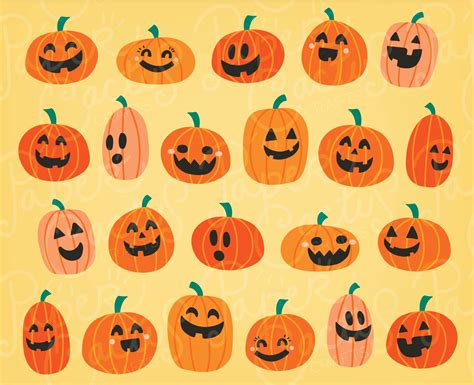 Cute and fun Halloween Pumpkin Clipart! Instant download Halloween ...