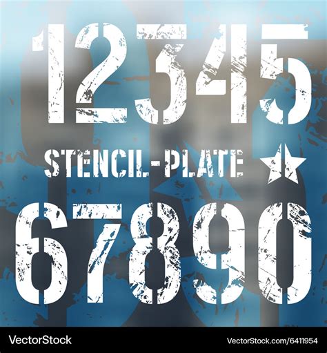 Stencil plate numbers in military style Royalty Free Vector