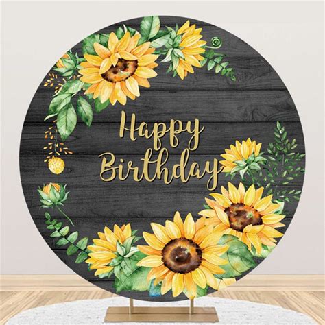 Lovely sunflower wooden round happy birthday backdrop – Artofit