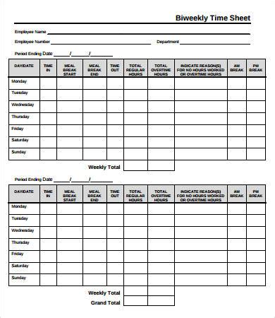 Two Week Timesheet Template For Your Needs