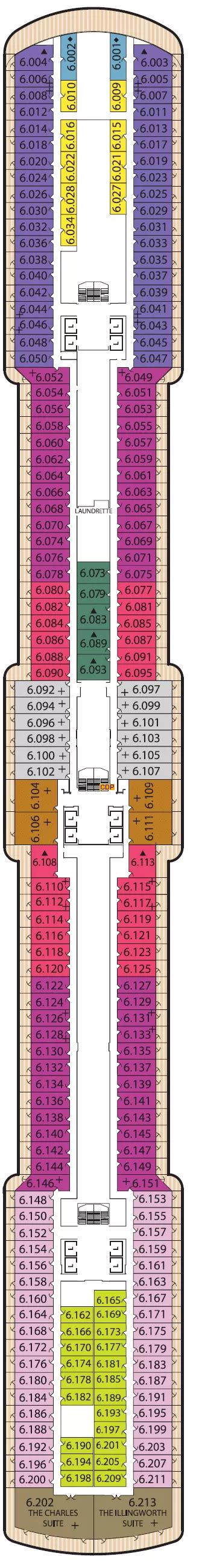 Queen Elizabeth Deck 6 deck 6 plan | Cruisedeckplans.com