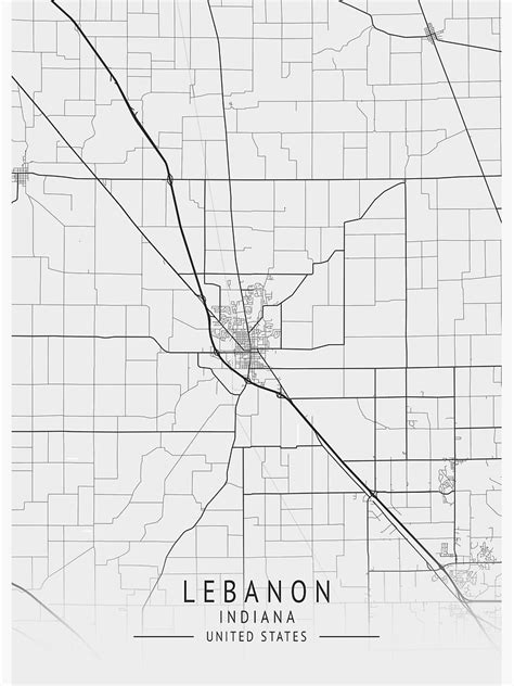 "Lebanon - Indiana - US Gray City Map" Poster for Sale by ctmapprint ...