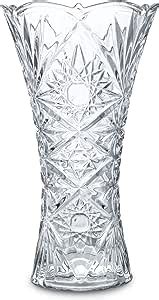 H&D HYALINE & DORA Clear Crystal Vase, Glass Flower Vase Thickening Design Suitable for Home ...