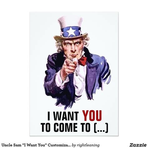 Uncle Sam "I Want You" Customizable Invitation | Zazzle.com in 2021 ...