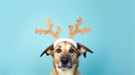 Premium AI Image | funny beautiful dog wearing christmas deer costume