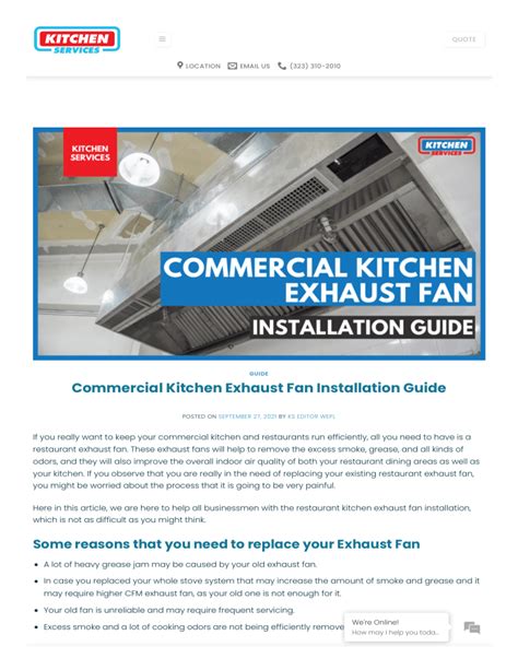 Commercial Kitchen Exhaust Fan Installation Guide - Kitchen Services