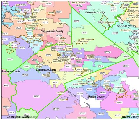 Stanislaus County, CA Zip Code Map - Detailed CA Zip Code Maps