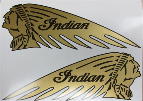 Indian Motorcycle Gas Tank Gold Metallic Bumper Sticker Window Decal 11 Inch