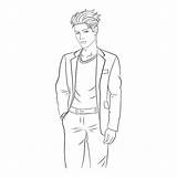 Premium Vector  Handsome Male Model For Coloring sketch template